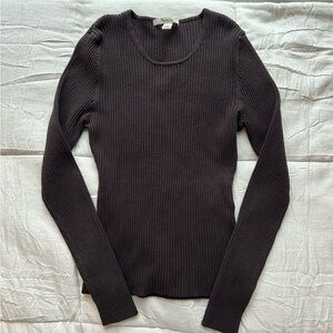 Merona Dark Brown Ribbed Knit Top
